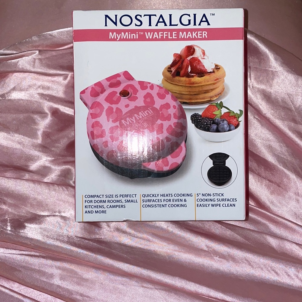 Pink unused mini waffle maker